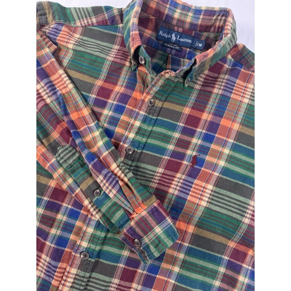 Polo Ralph Lauren Classic Fit  Mens M Multicolor Plaid Slim Fit Button Down Pony